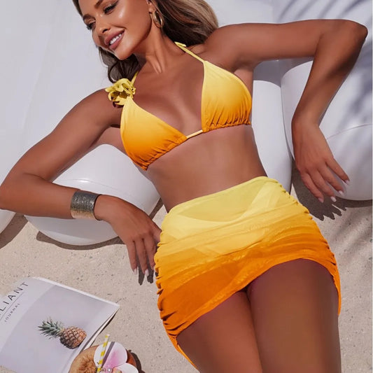 #41 Skirt Gradient Halter Swimwear