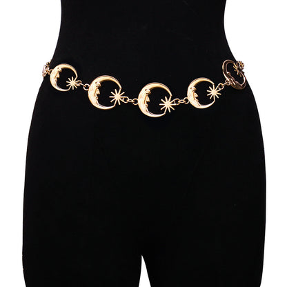 #69 Multilayer Punk Gothic Moon Sun Waist Chain Metal