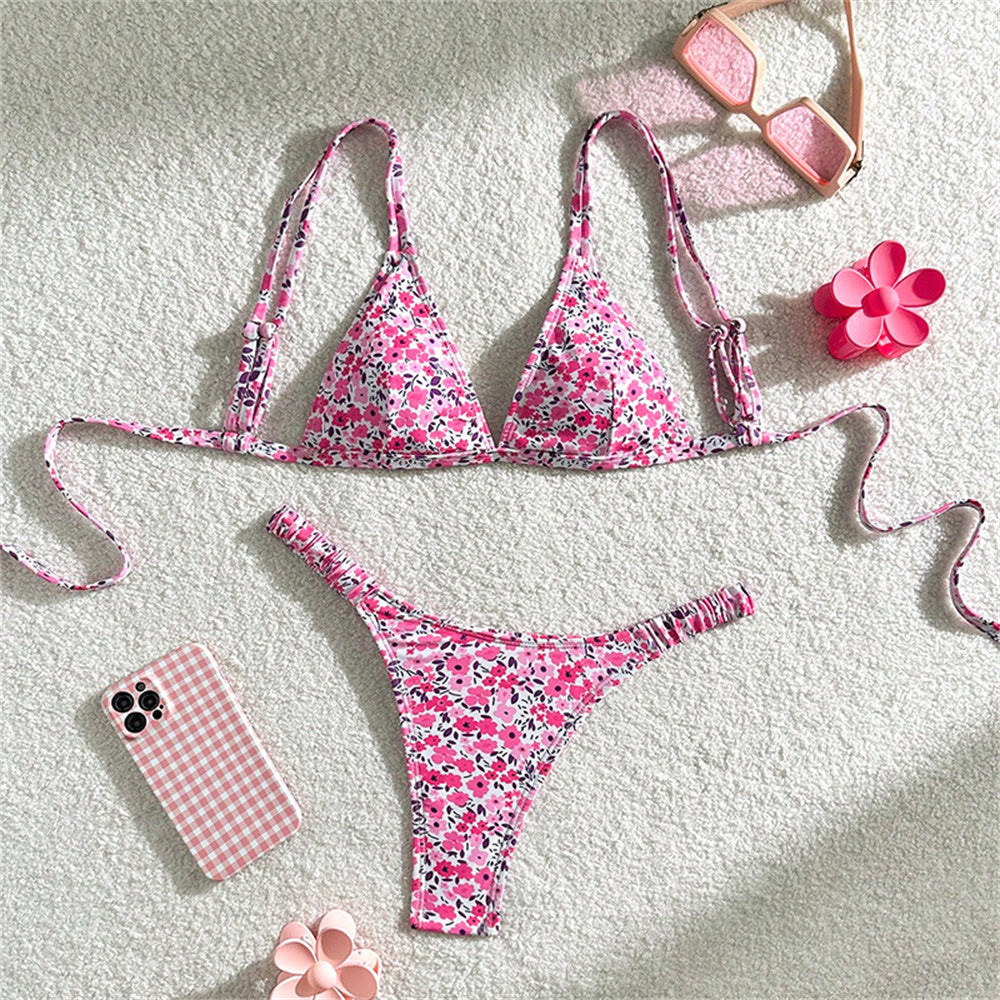 #18 Sexy Floral Bikini Triangle String Extreme Y2K