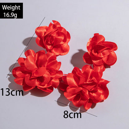 #64 Exaggerated Large Rose Flower Earrings