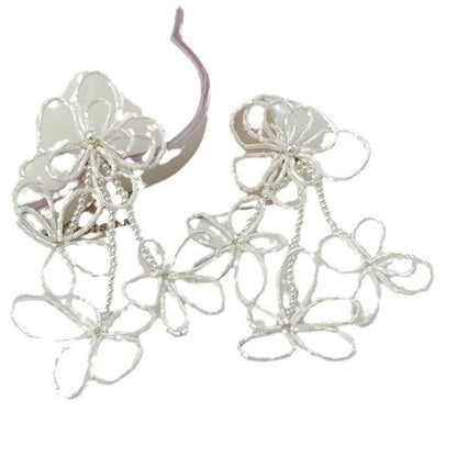 #76 New Korean Wedding Beaded Hollow Flower Earrings