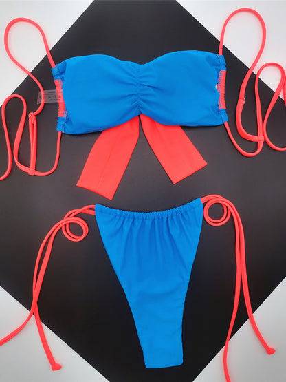 #10 Splicing Bow Tie Strappy High Leg Cut Bikini