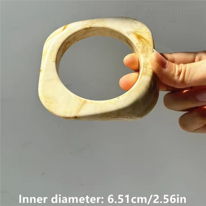 #62 New Beige Tie Dye Wide Asymmetrical Resin Bracelet