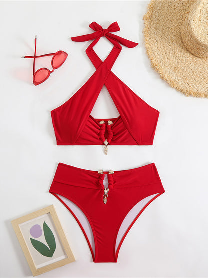 #59 Halter Cut Out High Waist Bikini