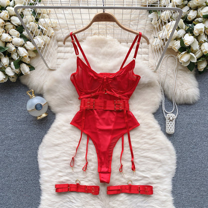 #132 Women Hotsweet Mesh Vintage Straps Bodysuits