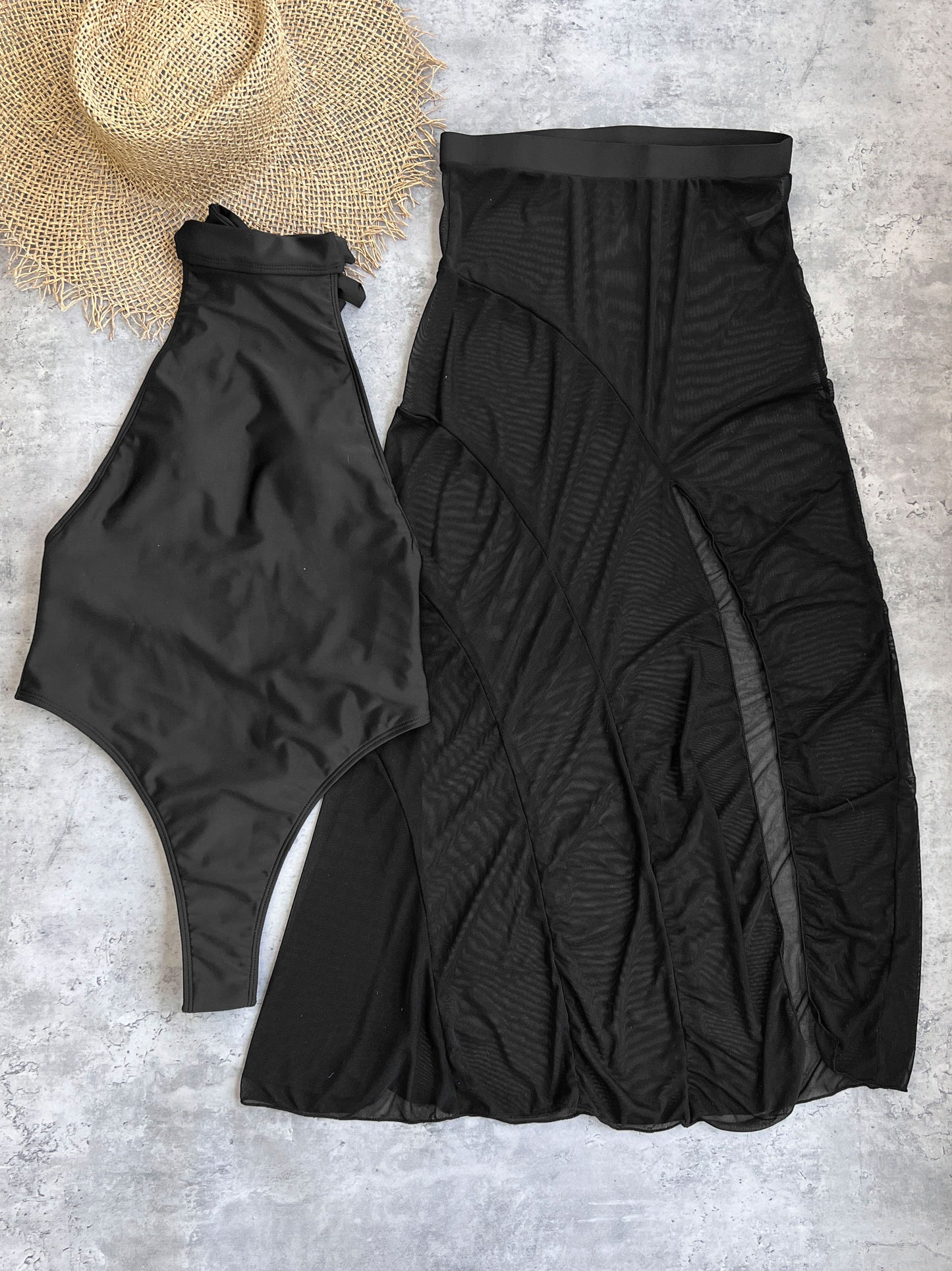 #34 Buckle Off Shoulder Bikini With Skirt Swimsuit