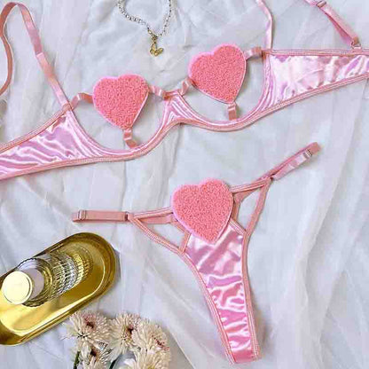 #91 Sexy Bra Brief Sets Women Heart-Shaped Hollow Out
