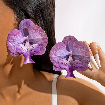#63 Fashion Butterfly Orchid Stud Earrings