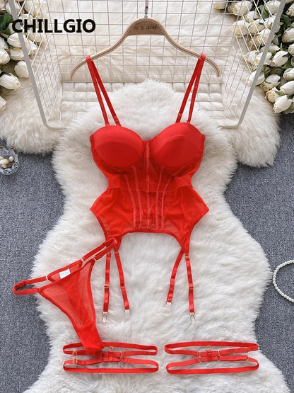 #142 CHILLGIO Women Sexy Mesh Transparent Bra Brief