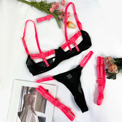 #21 Yimunancy 4-Piece Gothic Hollow Lingerie