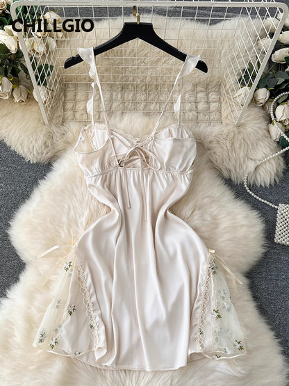 #156 Floral Satin Lace Spaghetti Strap Dress