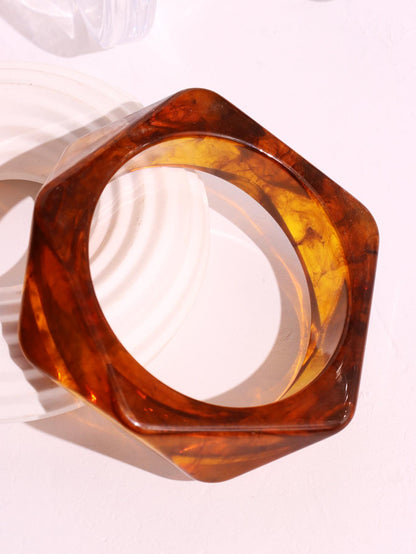 #62 New Beige Tie Dye Wide Asymmetrical Resin Bracelet
