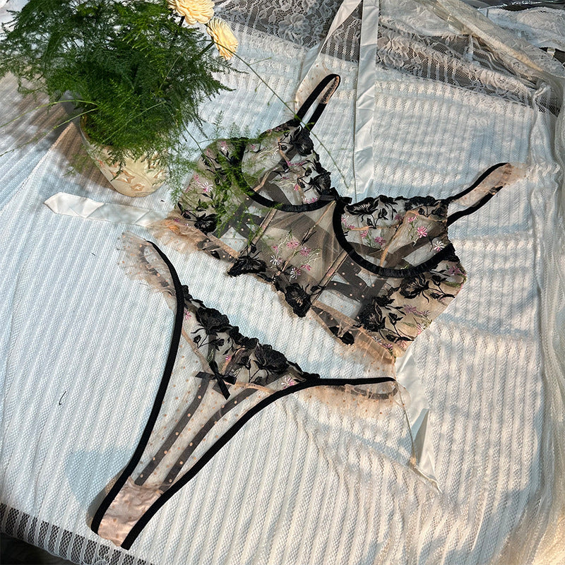 #185 Clashing Sexy Flower Embroidery Lingerie