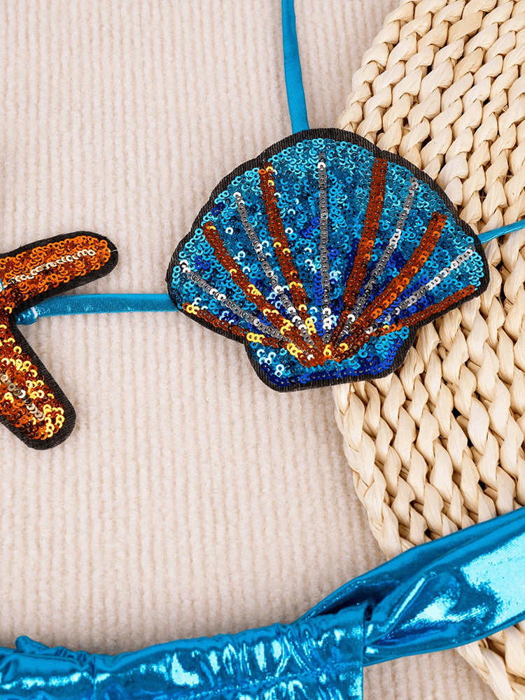 #31 Summer Swimwear Shiny Sequin Shell Starfish Bikini