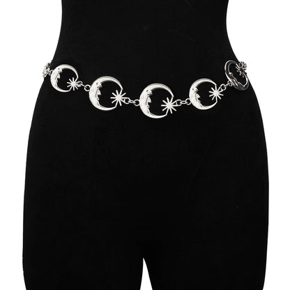 #69 Multilayer Punk Gothic Moon Sun Waist Chain Metal