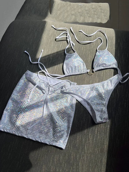 #22 Skirt Shiny Snake Skin Bikini