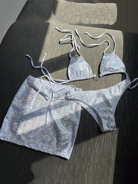 #22 Skirt Shiny Snake Skin Bikini