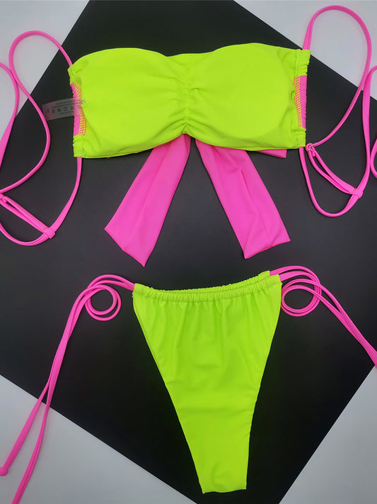 #10 Splicing Bow Tie Strappy High Leg Cut Bikini