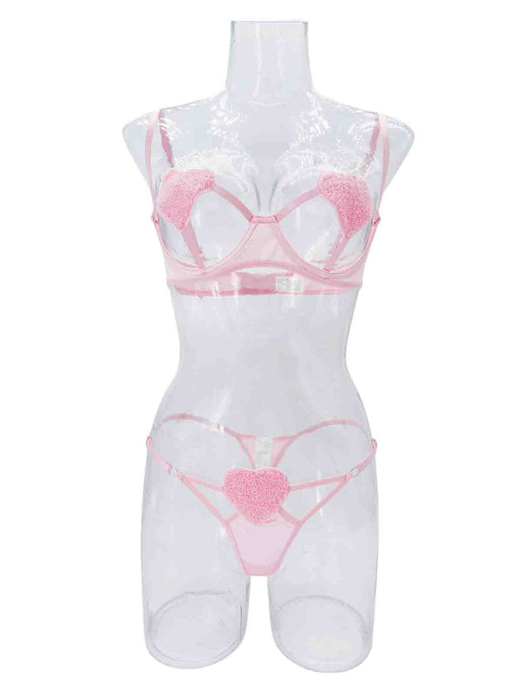 #91 Sexy Bra Brief Sets Women Heart-Shaped Hollow Out
