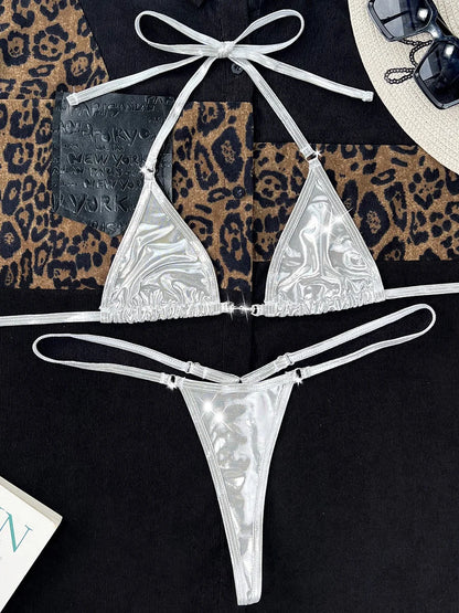 #23 Shiny PU Leather Extreme Mini Micro String Bikini