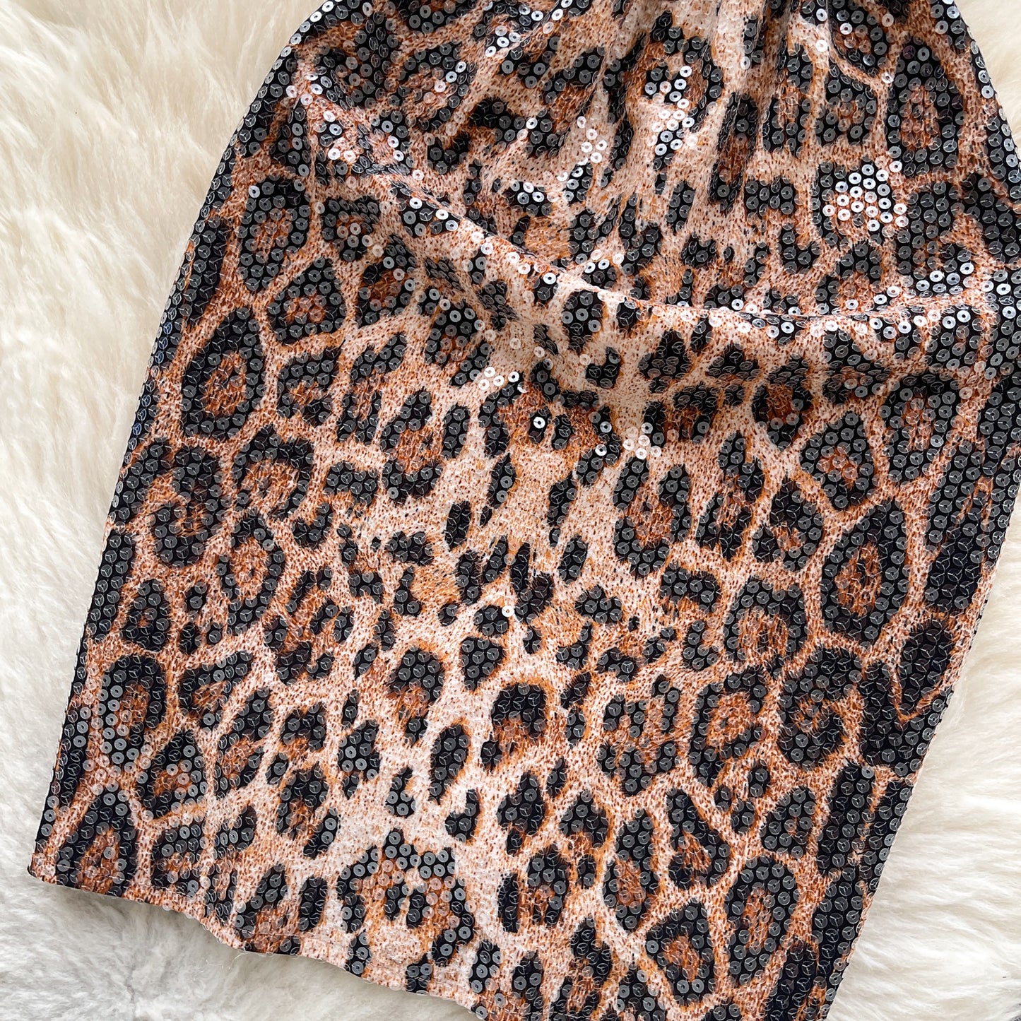 #134 Sexy Sleeveless sequin Elastic leopard Bodycon