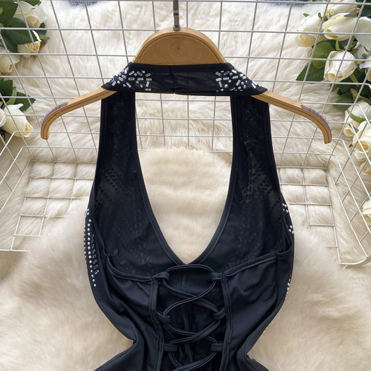 #133 Hotsweet Halter Deep V-neck Sleeveless