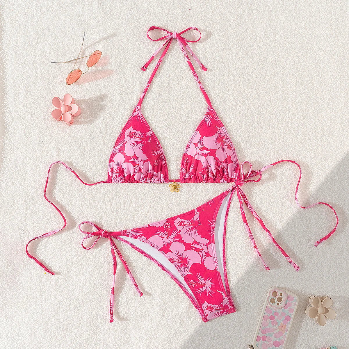 #28 Laced Up Split Swimsuit High Waist Beach Bikini