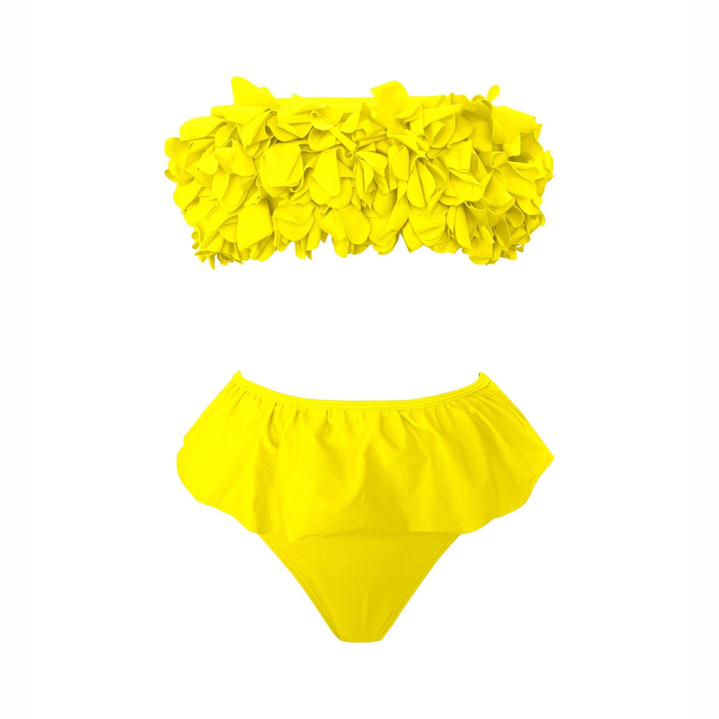 #50 High Quality Luxury Woman Swimsuit Flower Ruffle Solid
