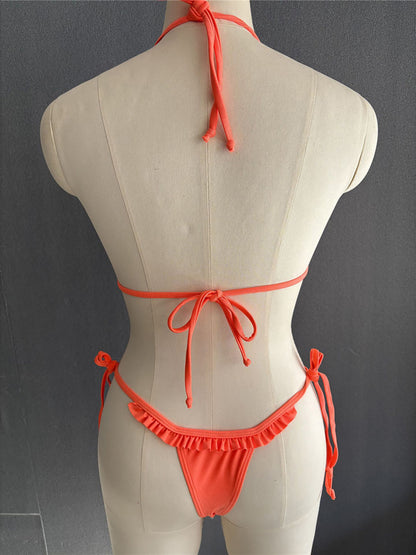 #17 Halter Ruffled Frilled Strappy Bikini
