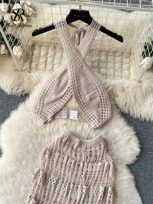 #131 SINGREINY Hollow Out Female Beach Suits