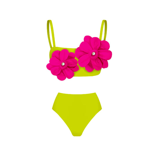 #51 Flower One Piece Swimsuit Skirt Shoulder Tassels