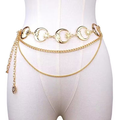 #69 Multilayer Punk Gothic Moon Sun Waist Chain Metal