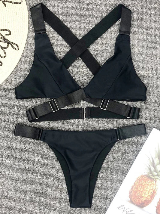 #33 Sexy Adjustable Buckle Bandage Vevlet Bikini