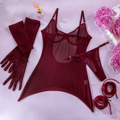 #130 Perspective Bodysuit with Rope Gloves