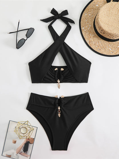#59 Halter Cut Out High Waist Bikini