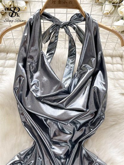 #137 SINGREINY Fashion Backless Sensual Halter