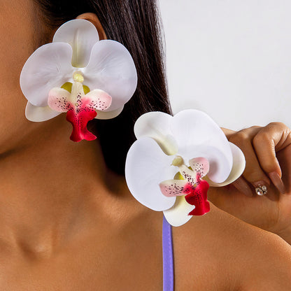 #63 Fashion Butterfly Orchid Stud Earrings