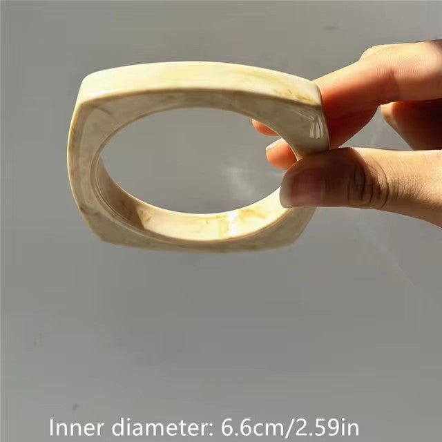 #62 New Beige Tie Dye Wide Asymmetrical Resin Bracelet