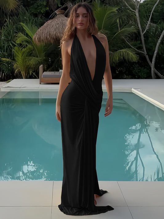 #107 Weird Puss Sexy Backless Long Dress