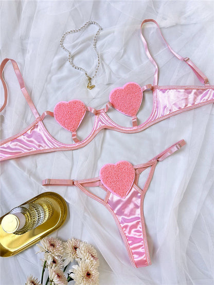 #91 Sexy Bra Brief Sets Women Heart-Shaped Hollow Out