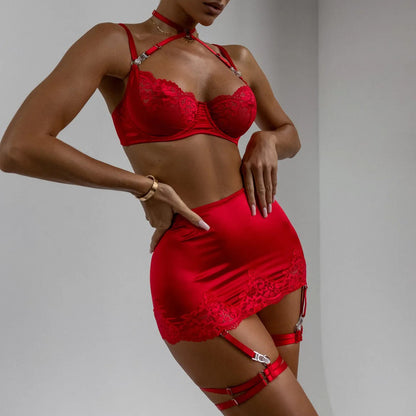 #145 Lingerie Set Criss Cross Front Band Lace Br