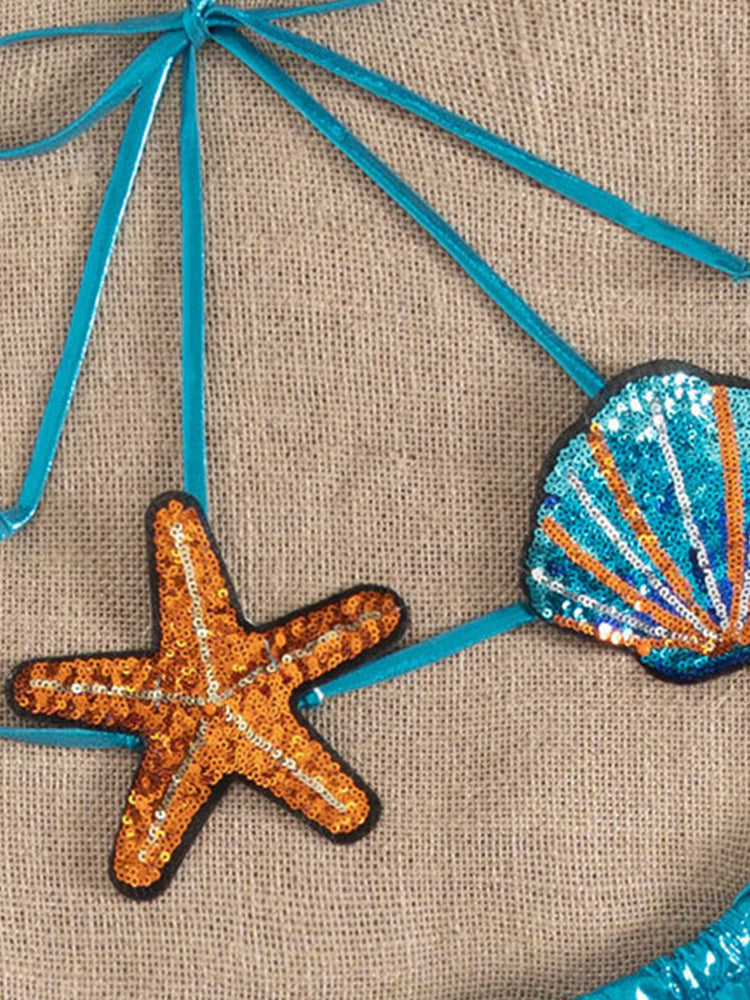 #31 Summer Swimwear Shiny Sequin Shell Starfish Bikini