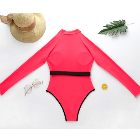 #7 Zipper One Piece Swimsuits Closed Long Sleeve Swimwear Sports