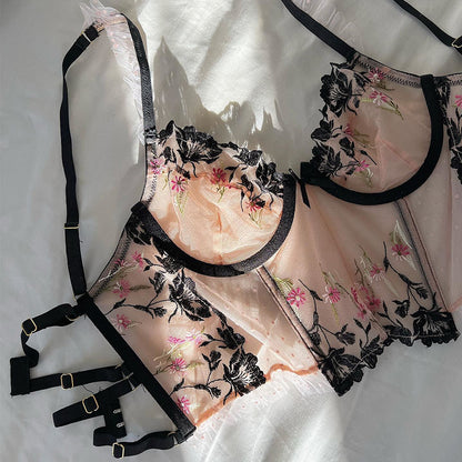 #185 Clashing Sexy Flower Embroidery Lingerie