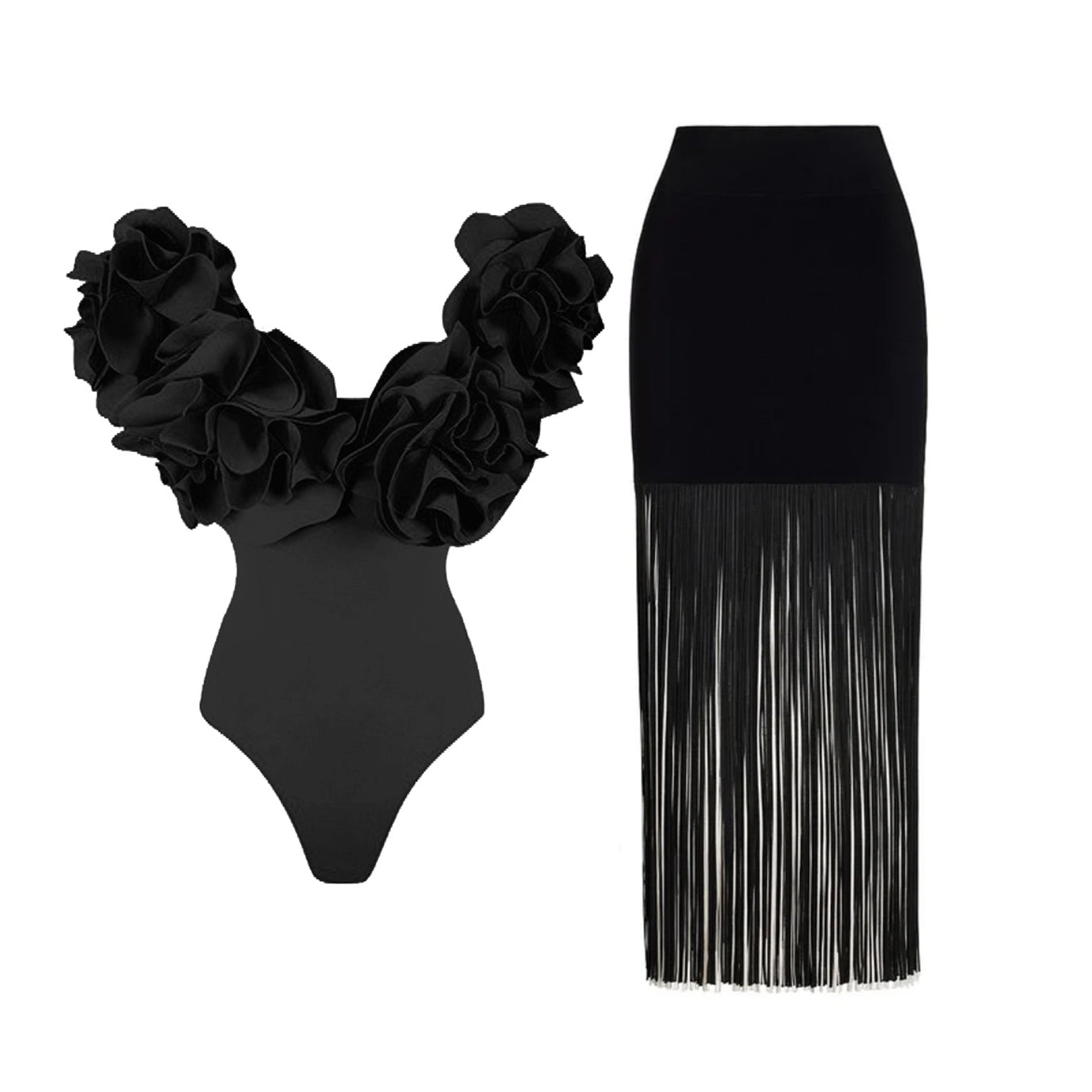 #50 High Quality Luxury Woman Swimsuit Flower Ruffle Solid
