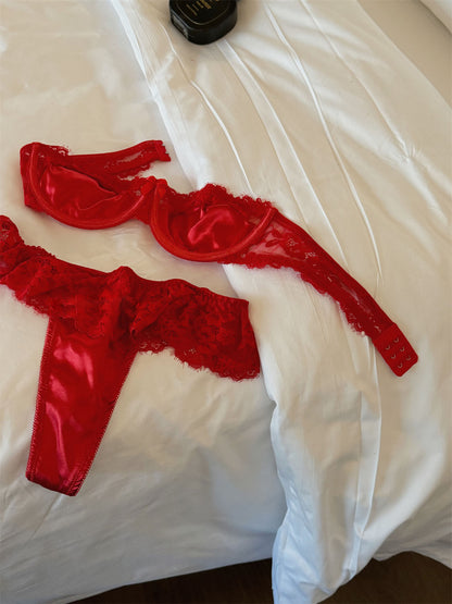 #167 Lace Red lingerie Women Sexy Thin Top Support Bra
