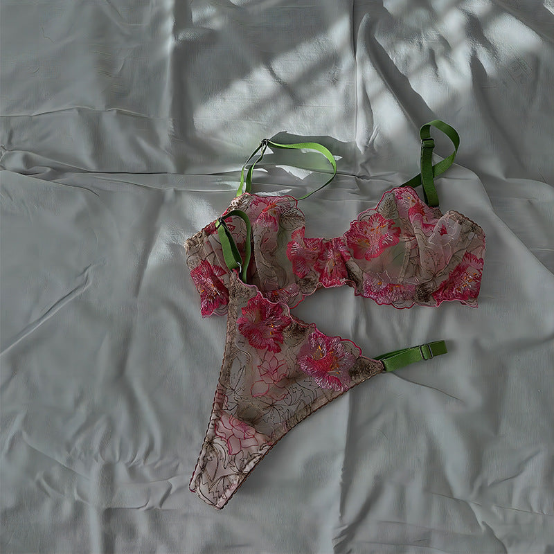 #185 Clashing Sexy Flower Embroidery Lingerie