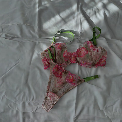 #185 Clashing Sexy Flower Embroidery Lingerie