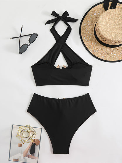 #59 Halter Cut Out High Waist Bikini