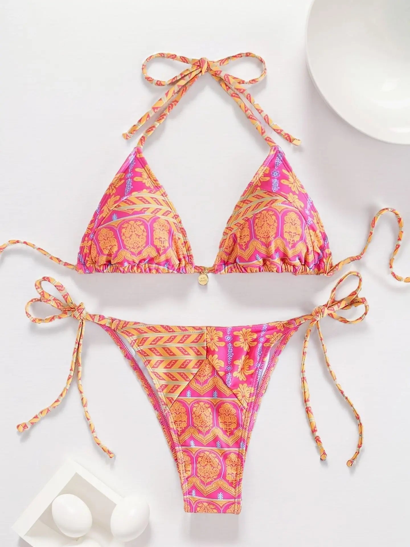 #28 Laced Up Split Swimsuit High Waist Beach Bikini
